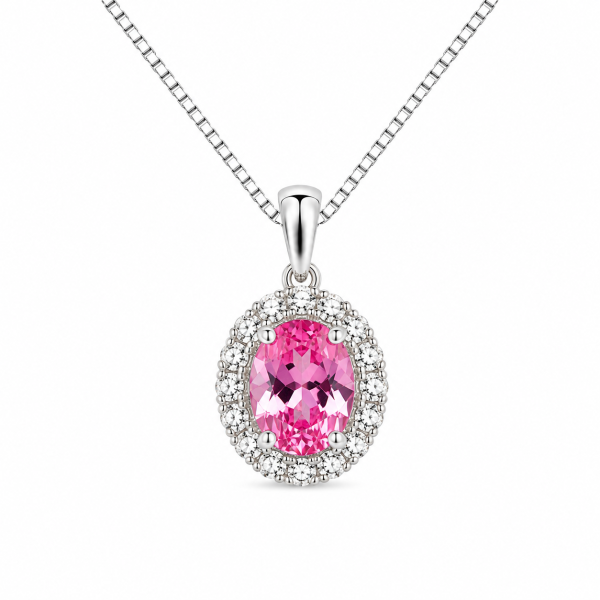 Pink Quartz Halo Pendant